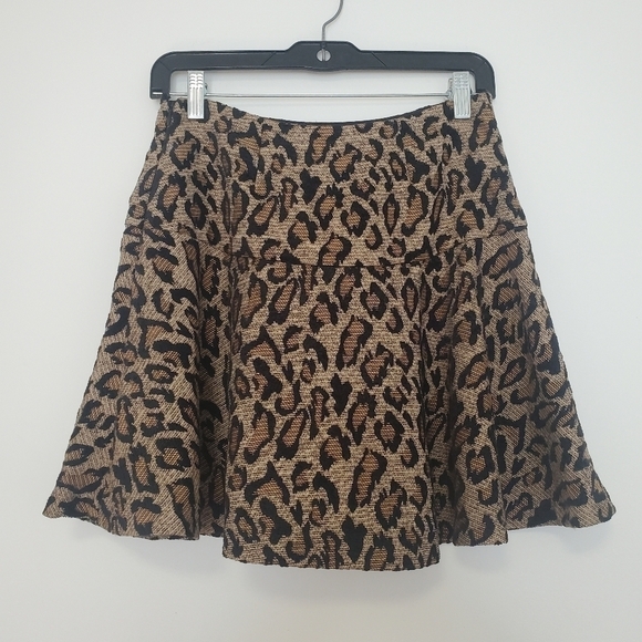 Free people chenille animal print cheetah skater circle mini skirt - Picture 7 of 9